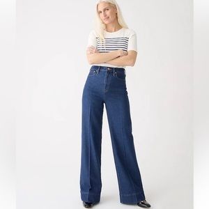 J. Crew Denim Wide Leg Trousers in Blue Fiorellas Wash High Rise Retro size 29